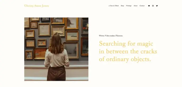 Christyanne Jones - minimalist web design example